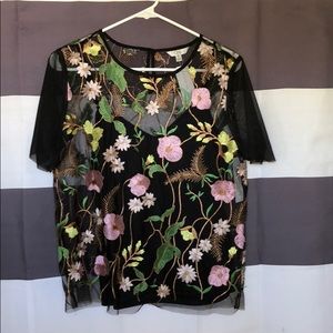 black sheer top with embroidery